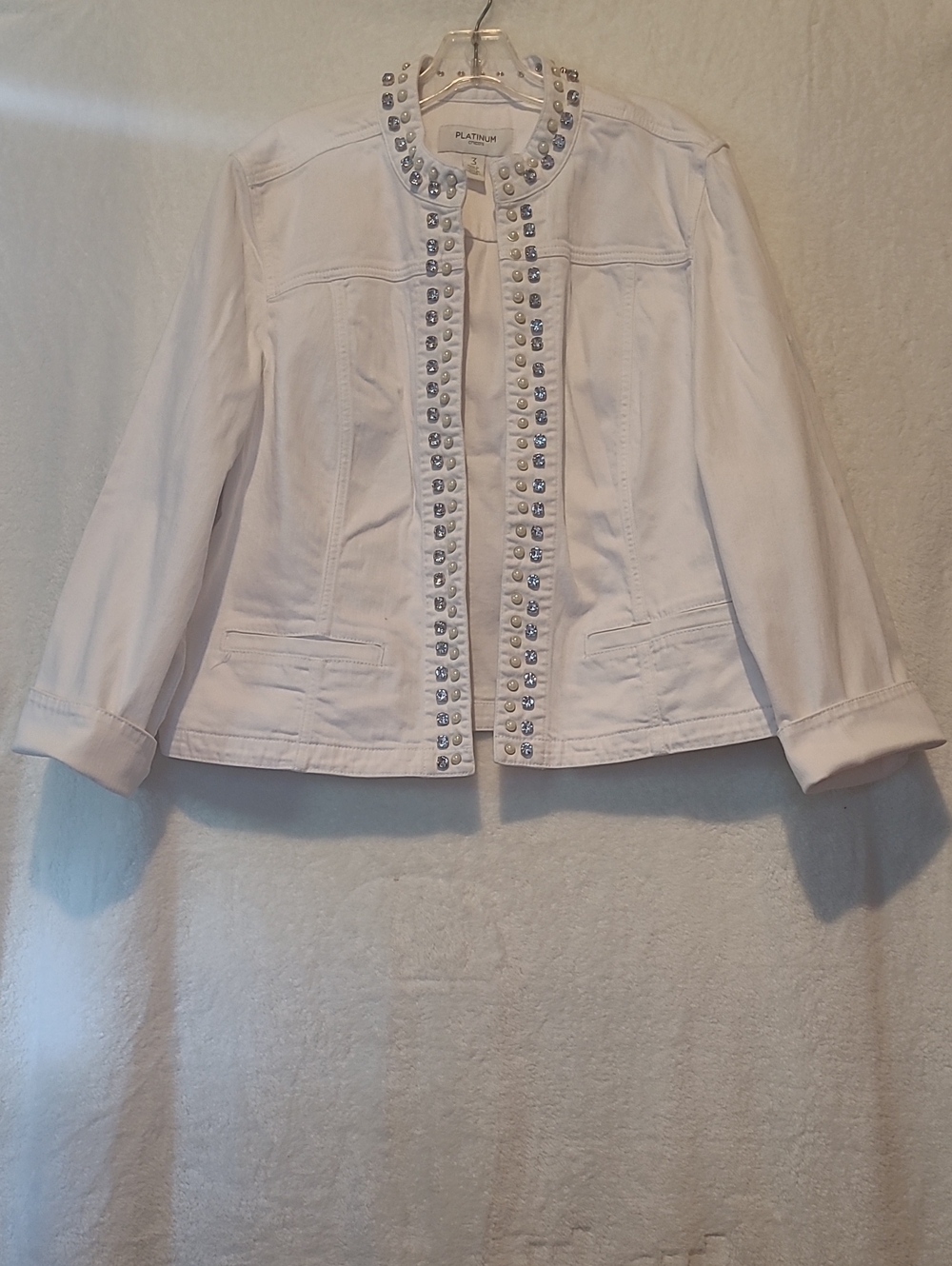 Women's White Embellished Collar Jacket